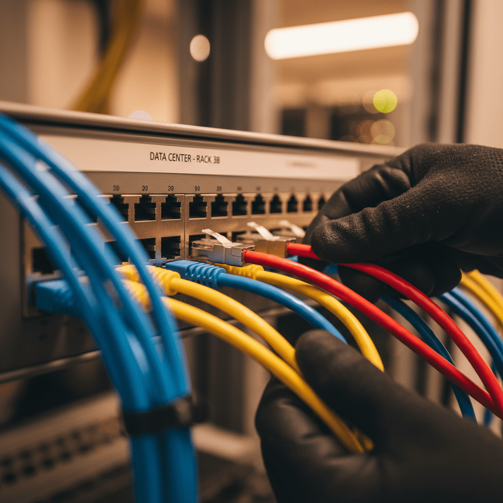 Network systems integration with structured cabling and connection setup