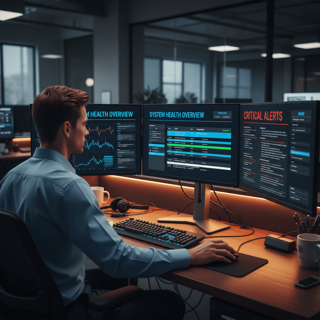 IT support specialist monitoring systems and managing technical performance